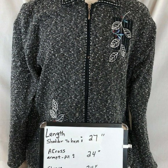 Teddi Petite Womens Size 1XP Jacket Black w/ white - Picture 3 of 8